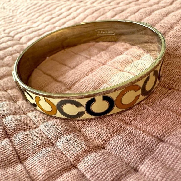 COACH Cream C Bangle Bracelet GUC - Picture 2 of 6